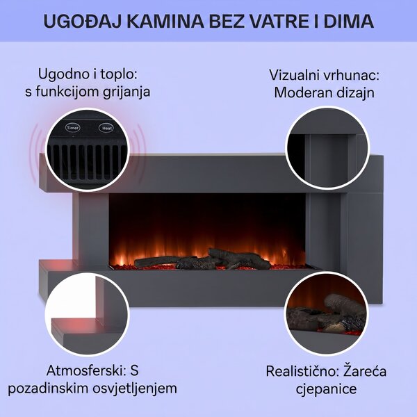 Klarstein Studio Light & Fire 2 Smart, kamin, 1000/2000W, MDF, WiFi Control