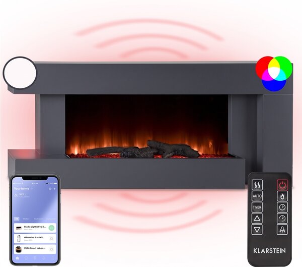 Klarstein Studio Light & Fire 2 Smart, kamin, 1000/2000W, MDF, WiFi Control
