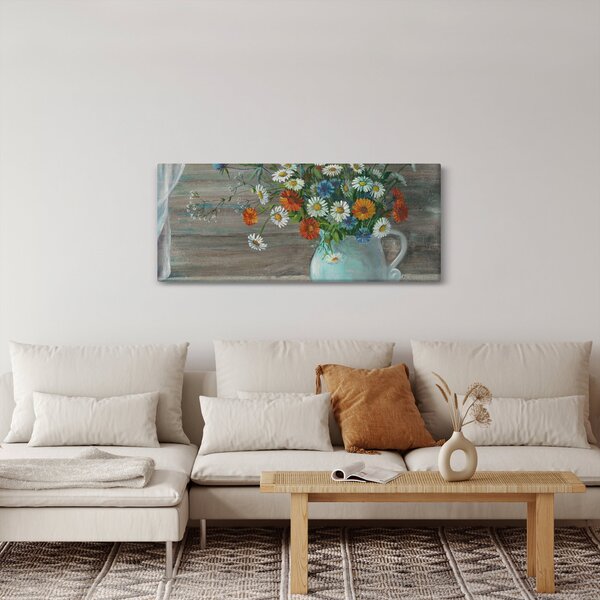 Slika - Travniške rože, oljna slika (120x50 cm)