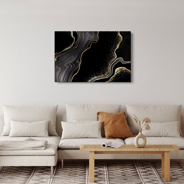 Poslikava - Črno-zlati marmor (90x60 cm)
