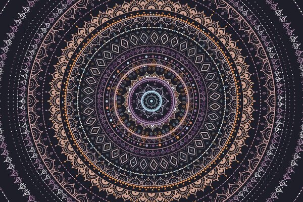 Tapeta Mandala s uzorkom sunca u ljubičastim nijansama