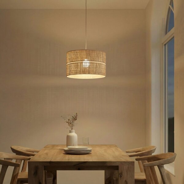 TK Lighting Calma viseća svjetiljka, 1 žarulja, bež, rafija, Ø 50 cm, E27, prigušiva, Bež, Dnevni boravak/blagovaonica, Ostalo