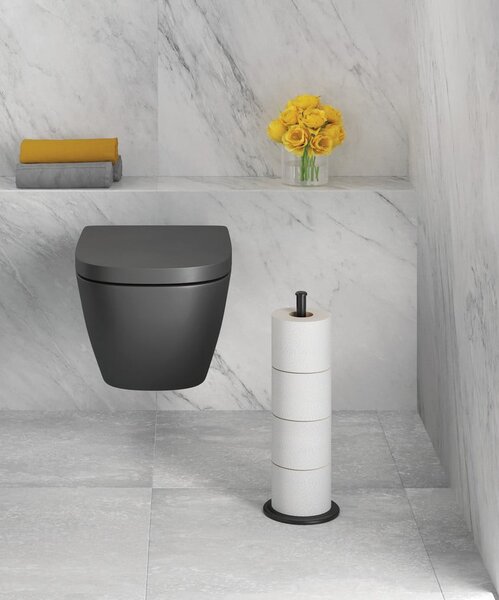 Mat crni željezan držač za WC papir Lava – Metaltex