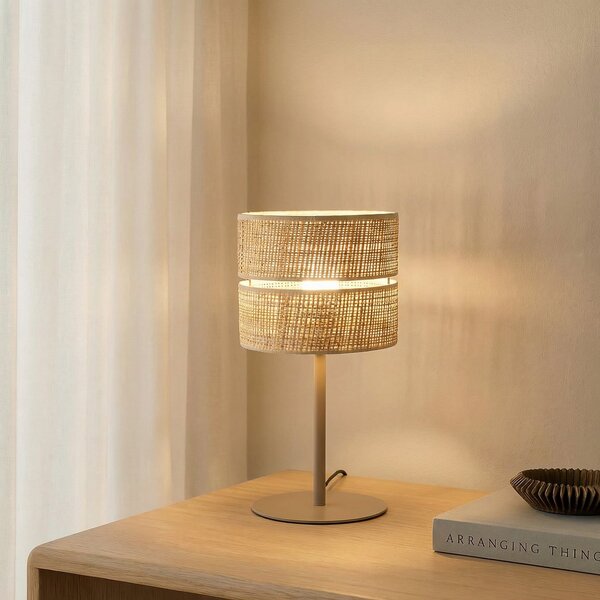 TK Lighting Stolna lampa Calma, bež, rafija, visina 38 cm, E27, Bež, Dnevni boravak/blagovaonica, Ostalo
