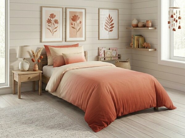 Pamučna posteljina OMBRE terakota Dimenzije posteljine: 2 kom 70 x 90 cm | 200 x 220 cm