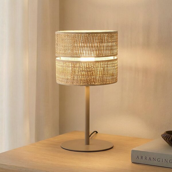 TK Lighting Stolna lampa Calma, bež, rafija, visina 38 cm, E27, Bež, Dnevni boravak/blagovaonica, Ostalo