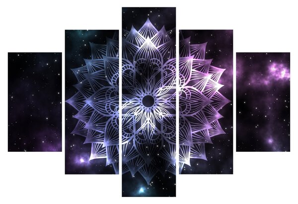 Slika - Lotusova mandala v vesolju (150x105 cm)