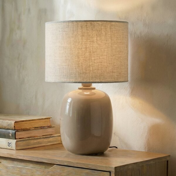 TK Lighting Stolna lampa Melody, pijesak, tekstil, visina 48 cm, E27, Bež, Dnevni boravak/blagovaonica, Tkanina / tekstil
