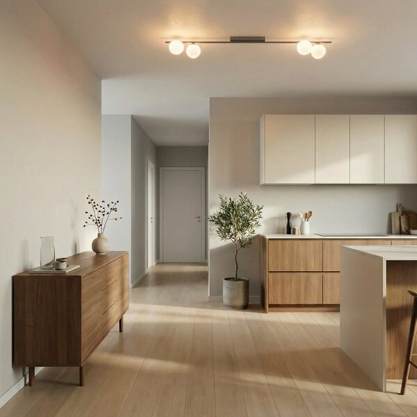 TK Lighting Imelo stropna svjetiljka, smeđa, 4 žarulje, staklo, duljina 140 cm, prigušiva, Smeđa / hrđa, spavaća soba, Staklo