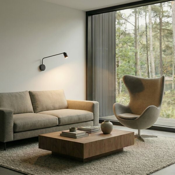 TK Lighting Nex zidna svjetiljka, crna, metalna, visina 27 cm, GU10, prigušiva, Crno, Dnevni boravak/blagovaonica, Metal