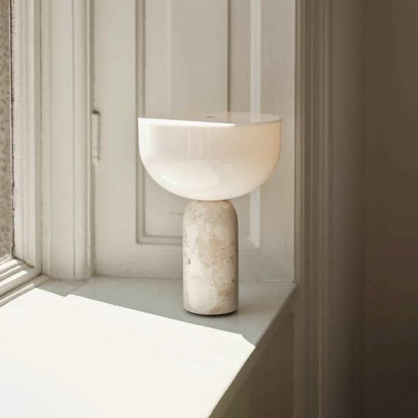 New Works NOVI PROIZVODI Kizu LED punjiva stolna lampa, bež, mramorna, prigušiva, prigušiva, Bež, Dnevni boravak/blagovaonica, Mramor