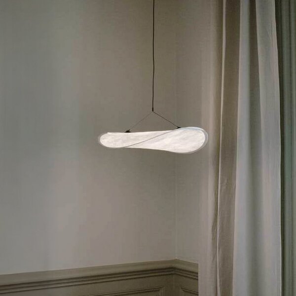 New Works Tense LED viseća svjetiljka, Ø 55 cm, bijela, prigušiva, prigušiva, Bijela, Dnevni boravak/blagovaonica, Tkanina / tekstil