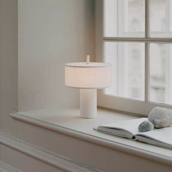 New Works NOVI PROIZVODI Margin LED punjiva stolna lampa, bijela, prigušiva, CCT, prigušiva, Bijela, Dnevni boravak/blagovaonica, Tkanina / tekstil