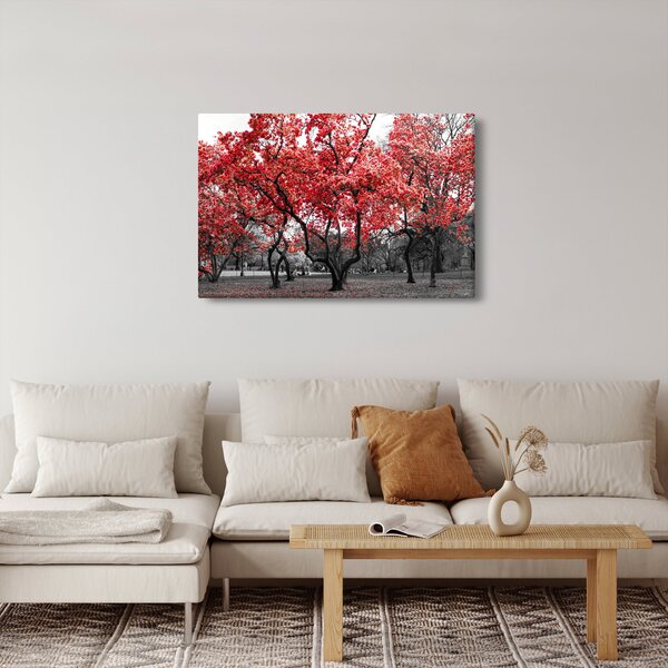 Slika - Rdeča drevesa, Central Park, New York (90x60 cm)