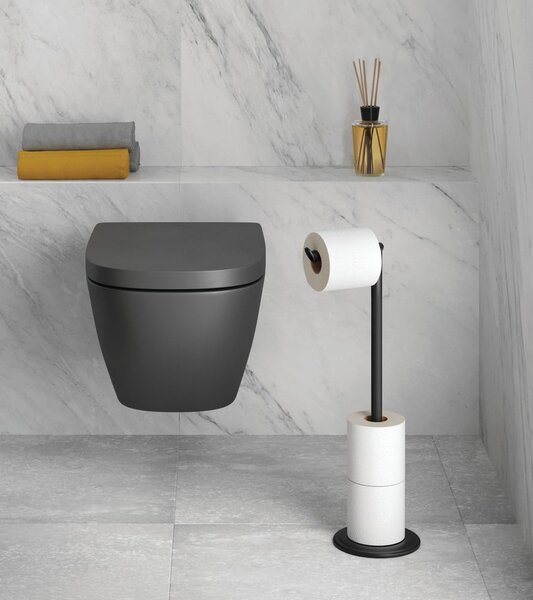 Mat crni željezan držač za WC papir Lava – Metaltex