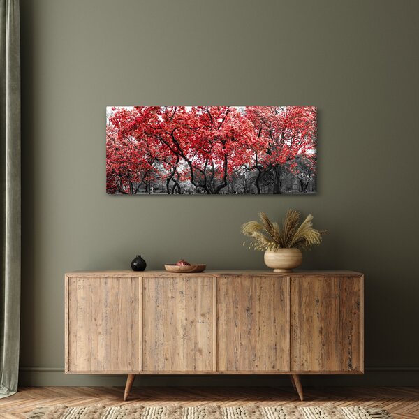 Slika - Rdeča drevesa, Central Park, New York (120x50 cm)