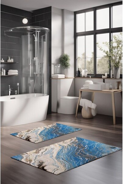 Plave kupaonske prostirke u setu 2 kom 60x100 cm – Foutastic