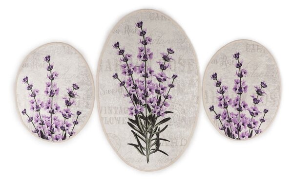 Ljubičaste/bež kupaonske prostirke u setu 3 kom 60x100 cm Lavender – Foutastic