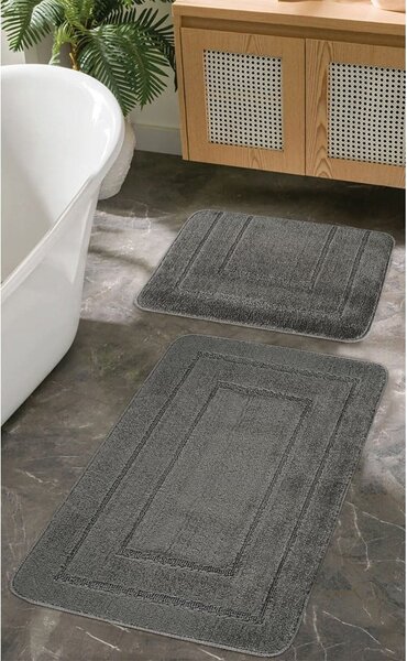 Antracitno sive kupaonske prostirke u setu 2 kom 50x80 cm Cerceve – Foutastic