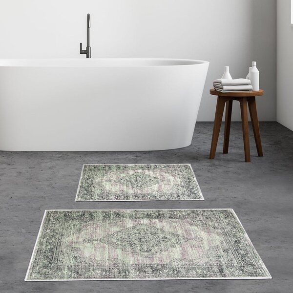 Zelene/sive kupaonske prostirke u setu 2 kom 60x100 cm – Foutastic