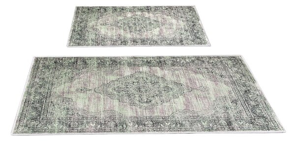Zelene/sive kupaonske prostirke u setu 2 kom 60x100 cm – Foutastic