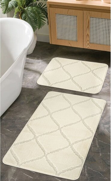 Krem kupaonske prostirke u setu 2 kom 50x80 cm Cizgili – Foutastic