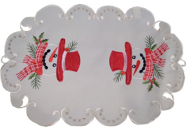 Božićni krem stolnjak s vezom snjegovića Širina: 30 cm | Duljina: 45 cm