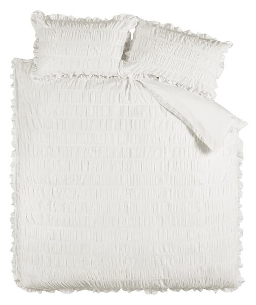 Bijela posteljina za bračni krevet/za produženi krevet od krepa 230x220 cm Seersucker Frill – Catherine Lansfield