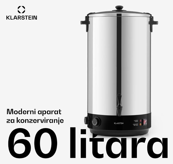 Klarstein KonfiStar 60, lonac za zakuhavanje, 2500 W, 60 L, spremnik za napitke, 110 ° C, 120 min, nehrđajući čelik