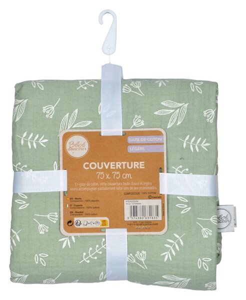 Zelena deka za bebe od muslina 75x75 cm – Bébé Douceur