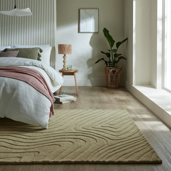 Kaki zeleni ručno rađen vunen tepih 200x290 cm Mesmerise Sage – Flair Rugs
