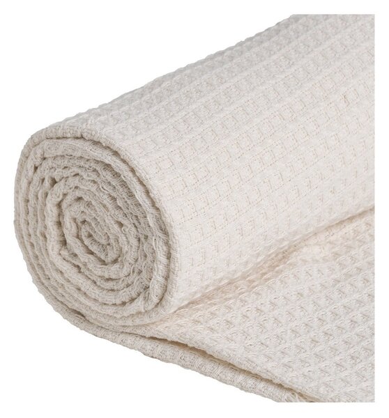 Krem prekrivač od recikliranog pamuka 260x280 cm Honeycomb – Ixia