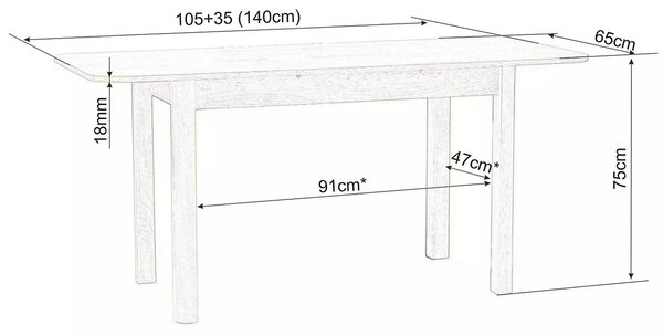 Blagovaonski stol na razvlačenje 105-140 cm Daniel (hrast sonoma + hrast sonoma) (za 4 do 6 osoba)
