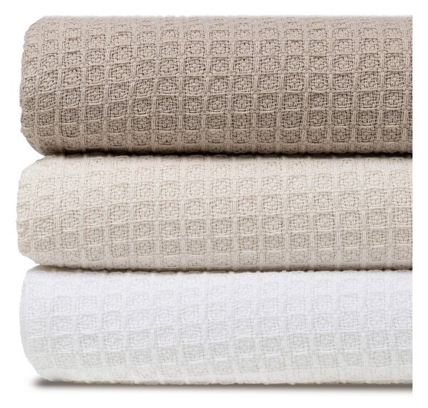 Krem prekrivač od recikliranog pamuka 260x280 cm Honeycomb – Ixia