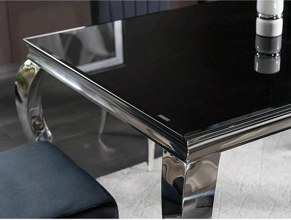 Blagovaonski stol 150 cm Pria (crna + krom) (za 4 do 6 osoba)