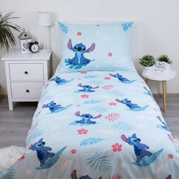 Plava pamučna dječja posteljina za krevet za jednu osobu 140x200 cm Lilo and Stitch "Blue" – Jerry Fabrics