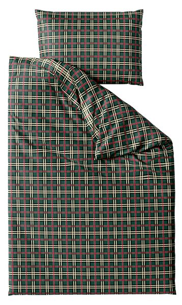 Set posteljine od mikroplyša GLENMOORE zelena + plahta od mikroplyša SOFT 90x200 cm bijela, za jedan krevet
