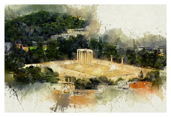 Slika - Zeusov tempelj, Atene, Grčija (90x60 cm)