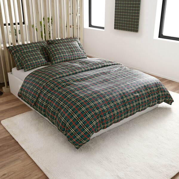 Set posteljine od mikroplyša GLENMOORE zelena + plahta od mikroplyša SOFT 90x200 cm bijela, za jedan krevet
