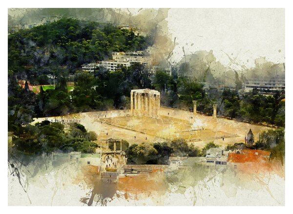 Slika - Zeusov tempelj, Atene, Grčija (70x50 cm)