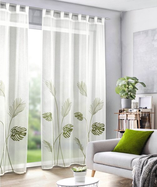 Bijela/zelena prozirna zavjesa od voila 135x245 cm – Sehlbach