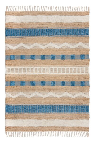 Plavi/u prirodnoj boji ručno rađen tepih od mješavine jute 120x170 cm Medina Jute – Flair Rugs