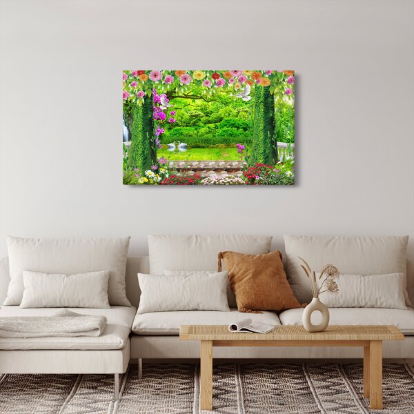 Slika - Čarobni vrt z labodi (90x60 cm)
