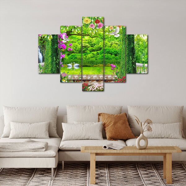 Slika - Čarobni vrt z labodi (150x105 cm)