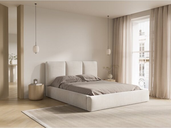 Bež tapecirani bračni krevet s prostorom za pohranu s podnicom 200x200 cm Brody – Mazzini Beds