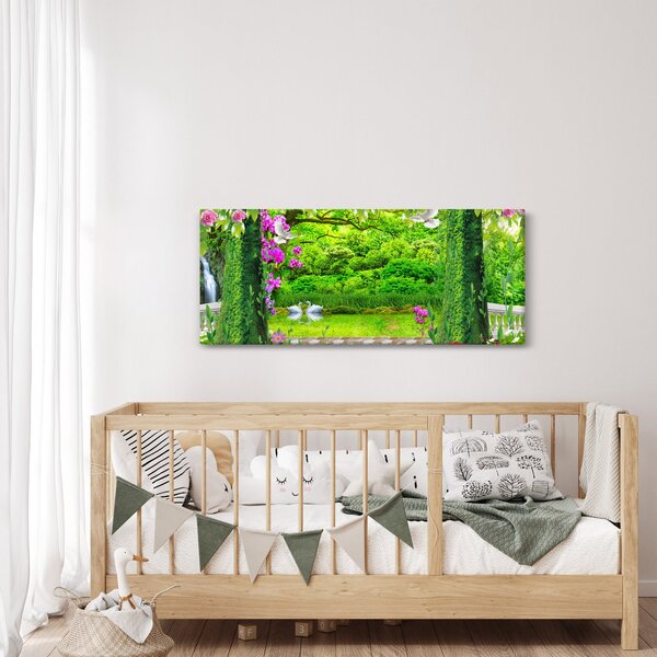 Slika - Čarobni vrt z labodi (120x50 cm)