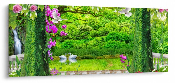 Slika - Čarobni vrt z labodi (120x50 cm)
