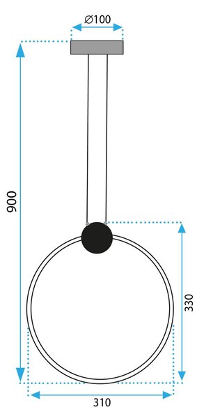 Stropni luster LED APP1392-CP BLACK 30cm