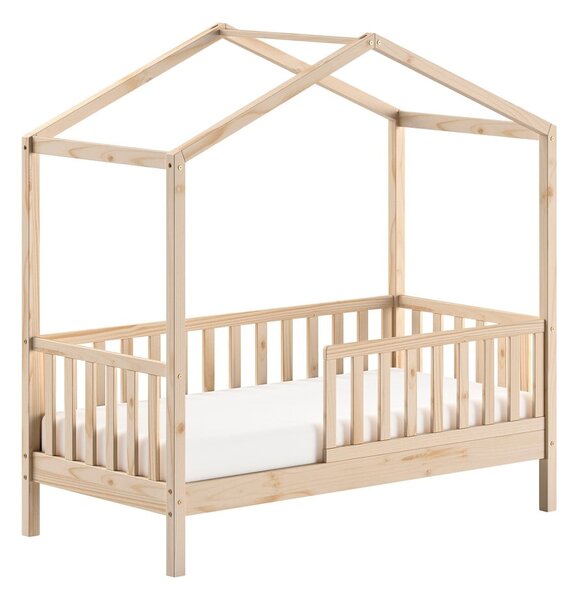 Dječji krevet od masivnog bora u obliku kućice s podnicom 70x140 cm u prirodnoj boji DALLAS – Vipack