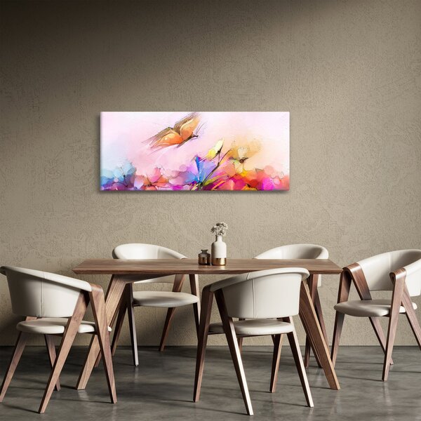 Slika - Metulj nad rožo, abstrakcija (120x50 cm)